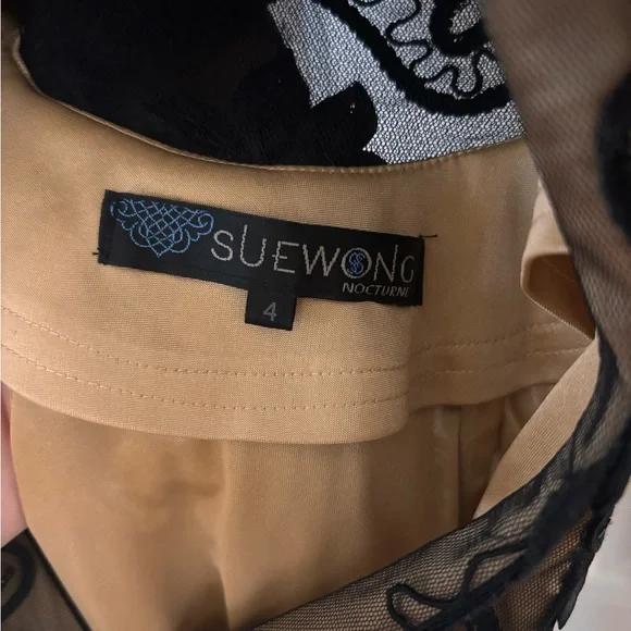 Sue Wong Black and Tan Lace Dress - Picture 3 of 5